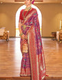 Pleasant Purple Patola Silk Saree with Nectarous Blouse Piece