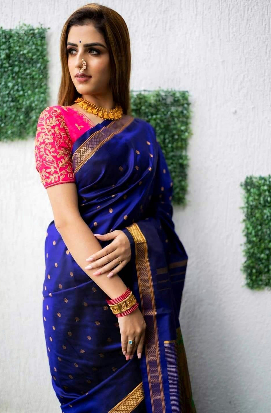 Ephemeral Royal Blue Paithani Silk Saree With Intricate Blouse Piece