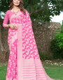 Twirling Dark Pink Cotton Silk Saree With Wonderful Blouse Piece