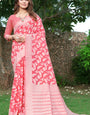 Breathtaking Pink Cotton Silk Saree With Delectable Blouse Piece