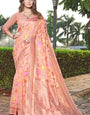 Deserving Peach Pashmina saree With Transcendent Blouse Piece