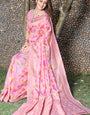 Gratifying Pink Pashmina saree With Imaginative Blouse Piece