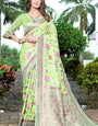 Stylish Pista Pashmina saree With Tempting Blouse Piece