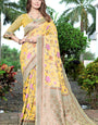 Amazing Yellow Pashmina saree With Fantabulous Blouse Piece