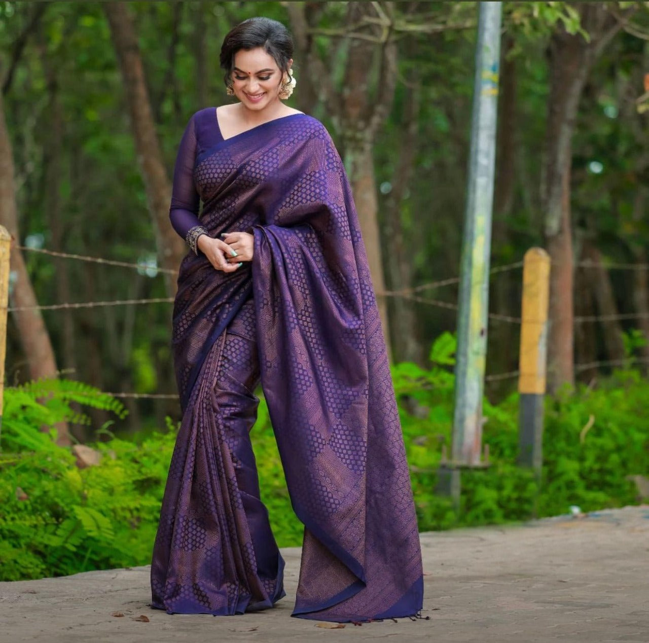 Glittering Royal Blue Soft Silk Saree With Glowing Blouse Piece