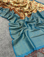 Smashing Beige Digital Printed Soft Silk Saree With Alluring Blouse Piece