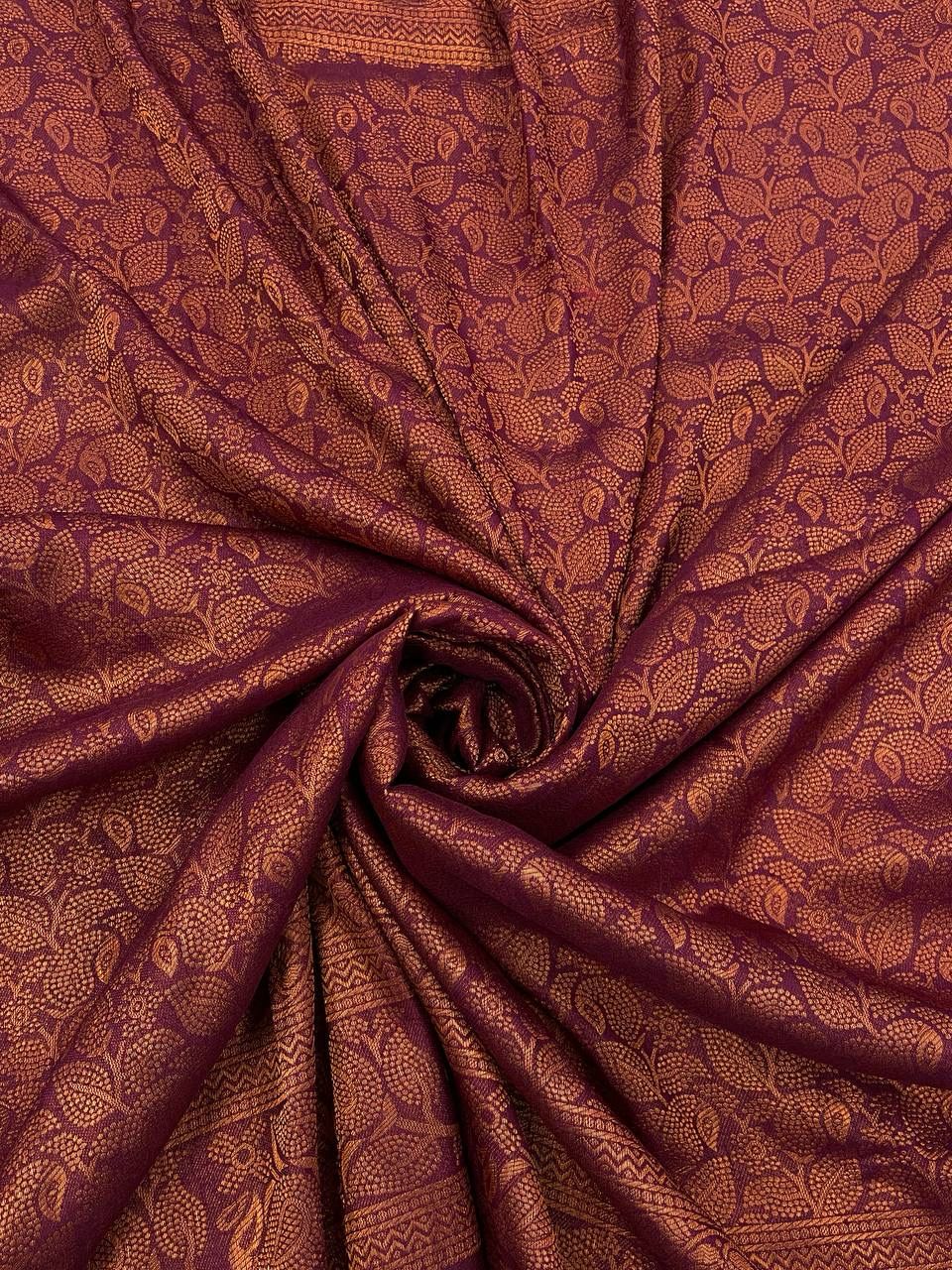 Evanescent Purple Kanjivaram Silk Saree with Most Flattering Blouse Piece