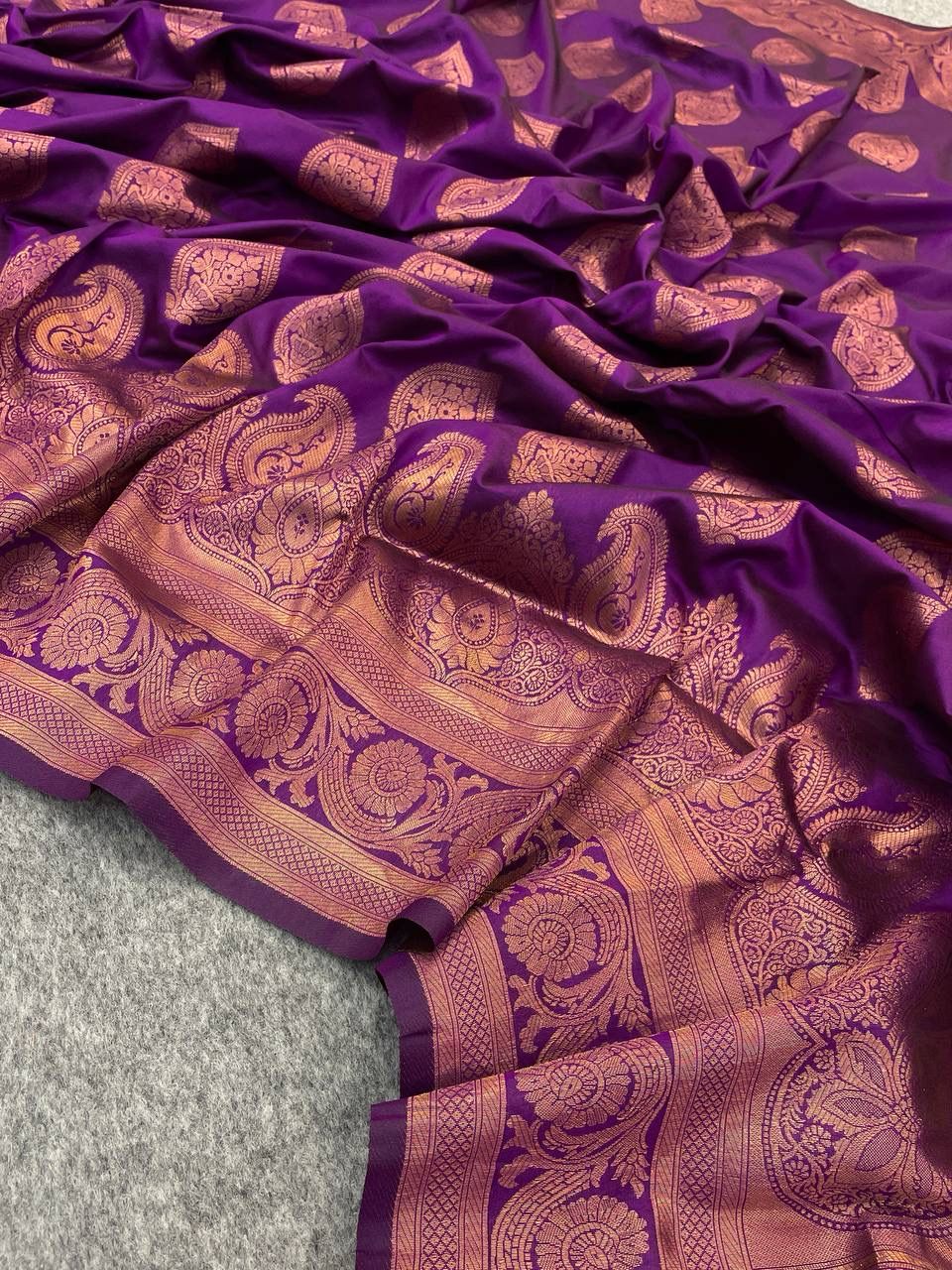 Dalliance Purple Soft Banarasi Silk Saree With Artistic Blouse Piece