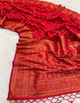 Beauteous Red Soft Banarasi Silk Saree With Luxuriant Blouse Piece