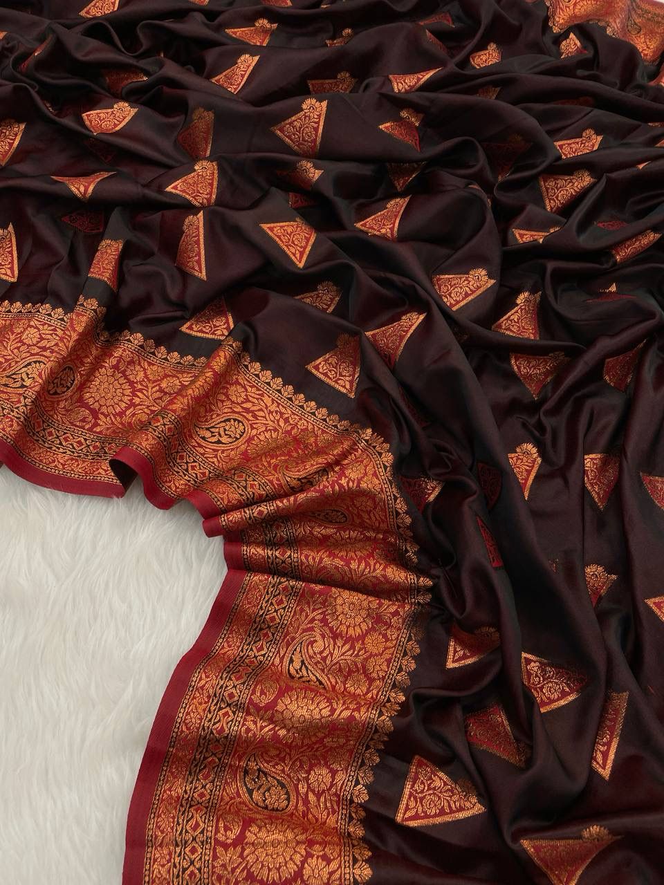 Radiant Wine Soft Banarasi Silk Saree With Imaginative Blouse Piece