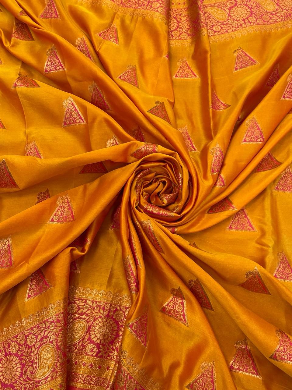 Adorable Yellow Soft Banarasi Silk Saree With Transcendent Blouse Piece