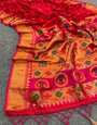 Attractive Red Paithani Silk Saree With Stunner Blouse Piece