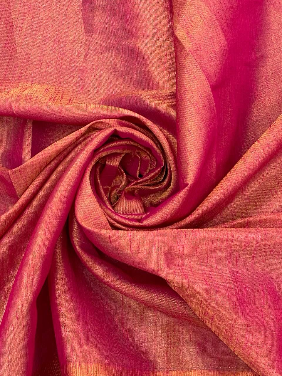 Glamorous Pink Cotton Silk Saree With Exquisite Blouse Piece