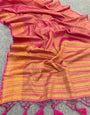 Glamorous Pink Cotton Silk Saree With Exquisite Blouse Piece