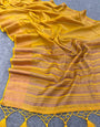 Allure Yellow Cotton Silk Saree With Super extravagant Blouse Piece