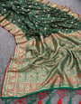 Easy on the eyes Dark Green Soft Banarasi Silk Saree With Glamorous Blouse Piece