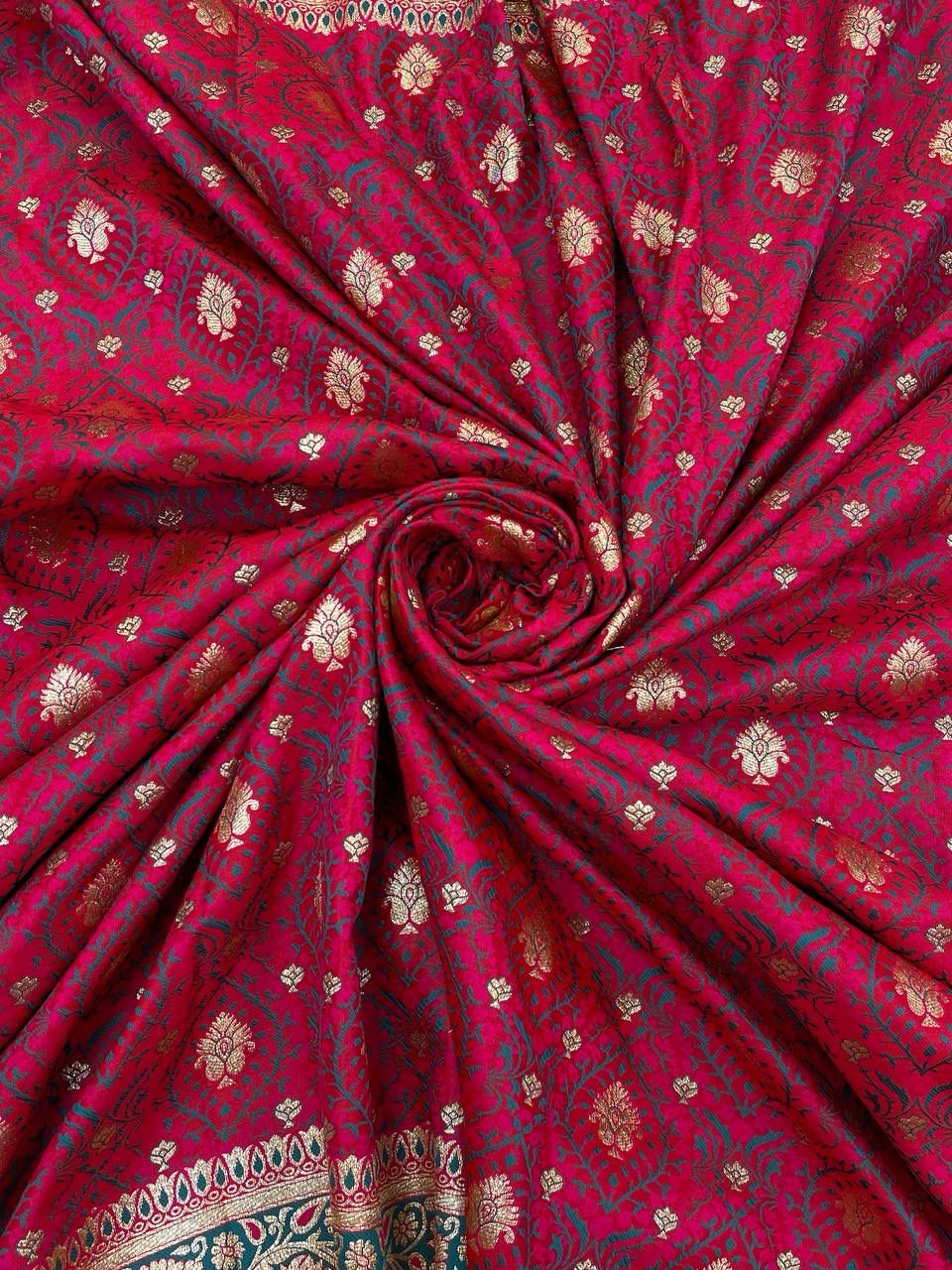 Artistic Dark Pink Soft Banarasi Silk Saree With Posh Blouse Piece