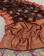 Vestigial Brown Soft Banarasi Silk Saree With Resplendent Blouse Piece