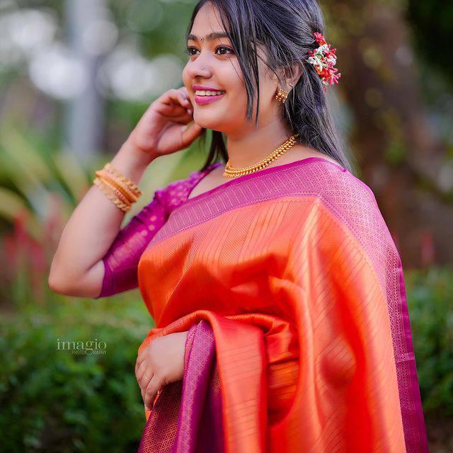 Inspiring Orange Soft Silk Saree With Captivating Blouse Piece