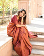 Innovative Wine Soft Silk Saree With Girlish Blouse Piece