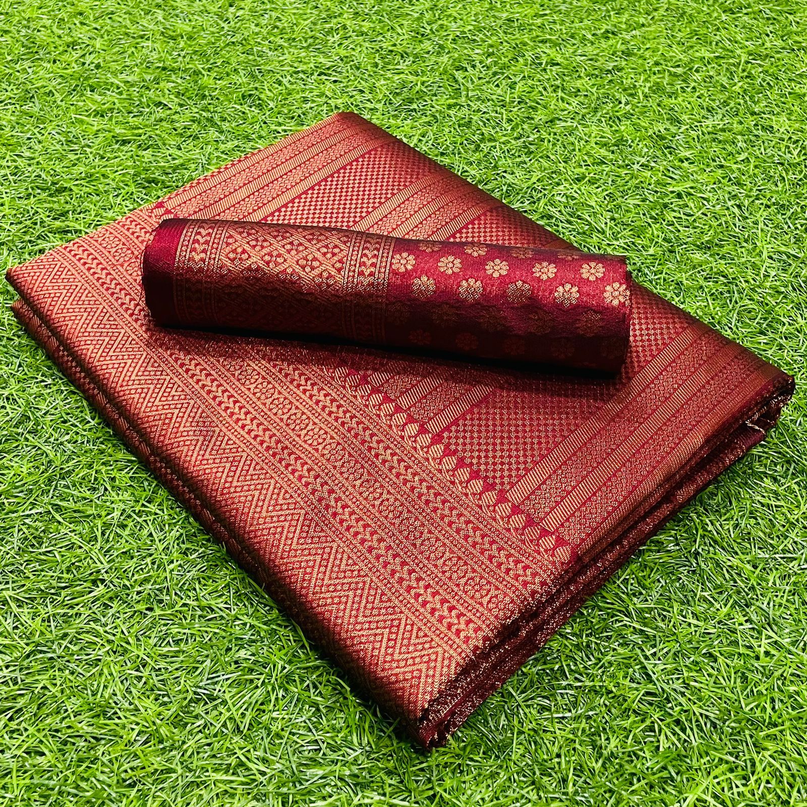 Innovative Wine Soft Silk Saree With Girlish Blouse Piece