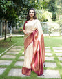 Engrossing Beige Soft Silk Saree With Invaluable Blouse Piece