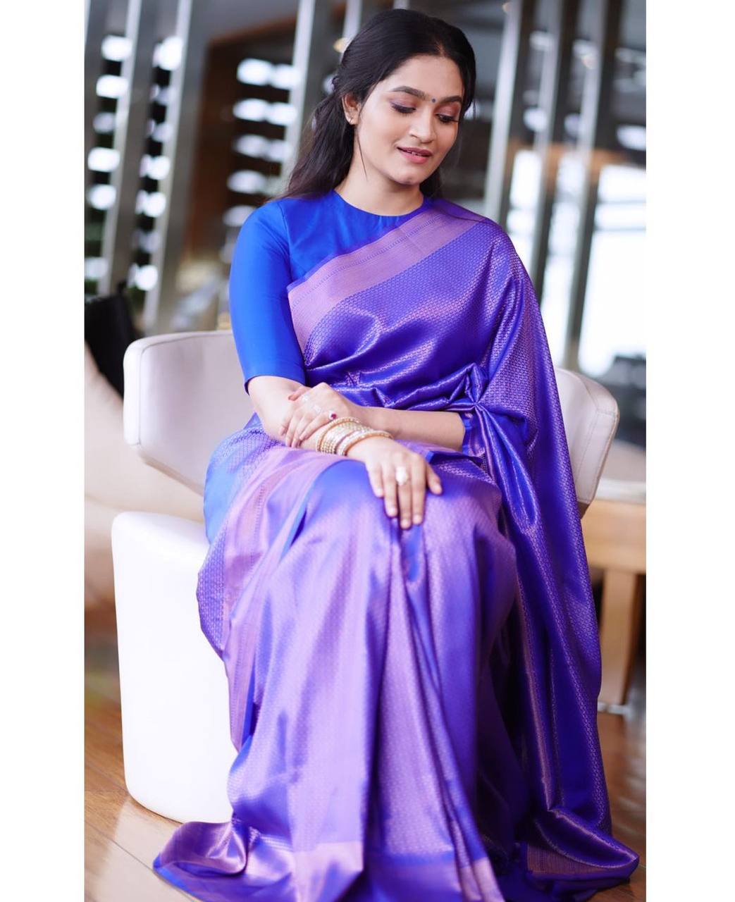 Smart Blue Soft Silk Saree With Staring Blouse Piece