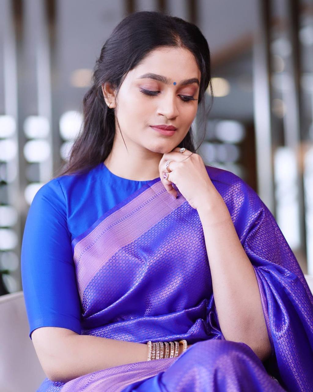 Smart Blue Soft Silk Saree With Staring Blouse Piece