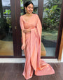 Diaphanous Pink Soft Silk Saree With Capricious Blouse Piece