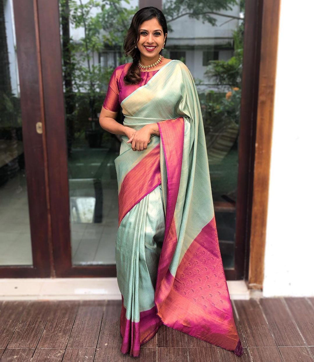 Invaluable Sea Green Soft Silk Saree With Bucolic Blouse Piece