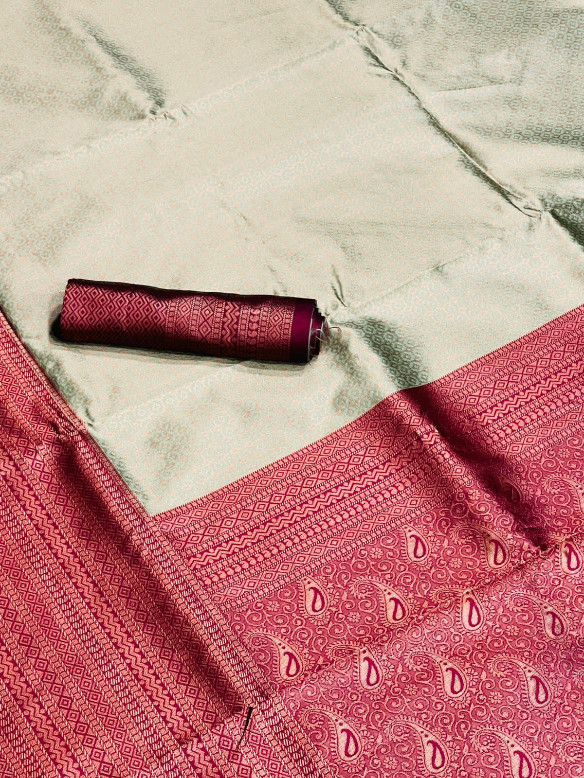 Invaluable Sea Green Soft Silk Saree With Bucolic Blouse Piece