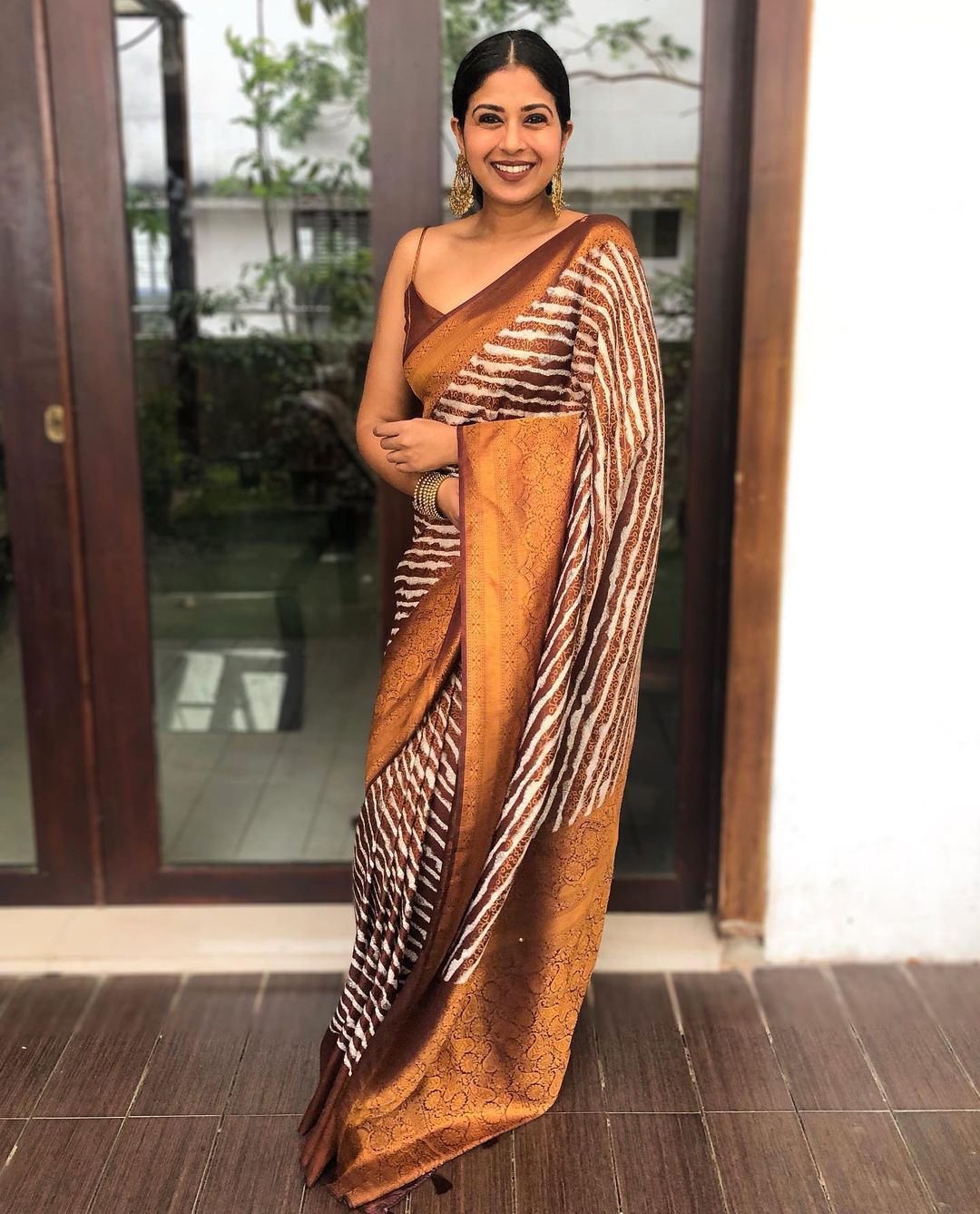 Assemblage Brown Soft Silk Saree with Dazzling Blouse Piece