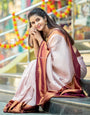 Exquisite Beige Soft Silk Saree with Gratifying Blouse Piece