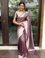 Flameboyant Brown Soft Silk Saree with Outstanding Blouse Piece