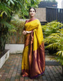 Lovely Golden Soft Silk Saree with Beautiful Blouse Piece