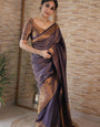 Symmetrical Navy Blue Soft Silk Saree with Desuetude Blouse Piece