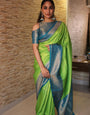 Mesmerising Parrot Soft Silk Saree With Glowing Blouse Piece