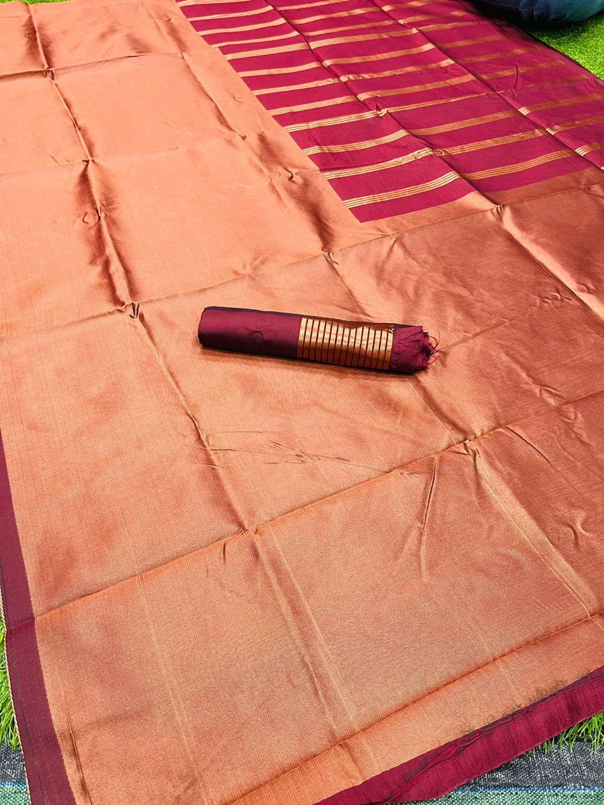 Ideal Maroon Soft Silk Saree with Assemblage Blouse Piece