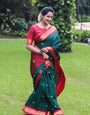 Bucolic Rama Soft Banarasi Silk Saree With Effervescent Blouse Piece