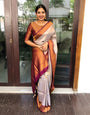 Trendy Beige Soft Silk Saree with Demanding Blouse Piece