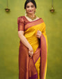 Artistic Golden Soft Silk Saree with Appealing Blouse Piece