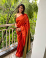 Enthralling Red Soft Silk Saree with Surpassing Blouse Piece