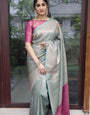 Effulgent Sea Green Soft Silk Saree with Super Ornate Blouse Piece