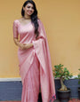 Exemplary Insanely Baby Pink Soft Silk Saree with Piquant Blouse Piece