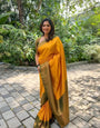 Glowing Yellow Soft Silk Saree with Hypnotic Blouse Piece