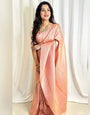 Pleasurable Baby Pink Soft Silk Saree With Desultory Blouse Piece