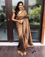 Magnetic Black Soft Silk Saree With Ethnic Blouse Piece