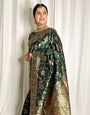 Sempiternal Dark Green Soft Silk Saree With Charismatic Blouse Piece