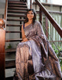 Grandiose Blue Soft Silk Saree With Moiety Blouse Piece