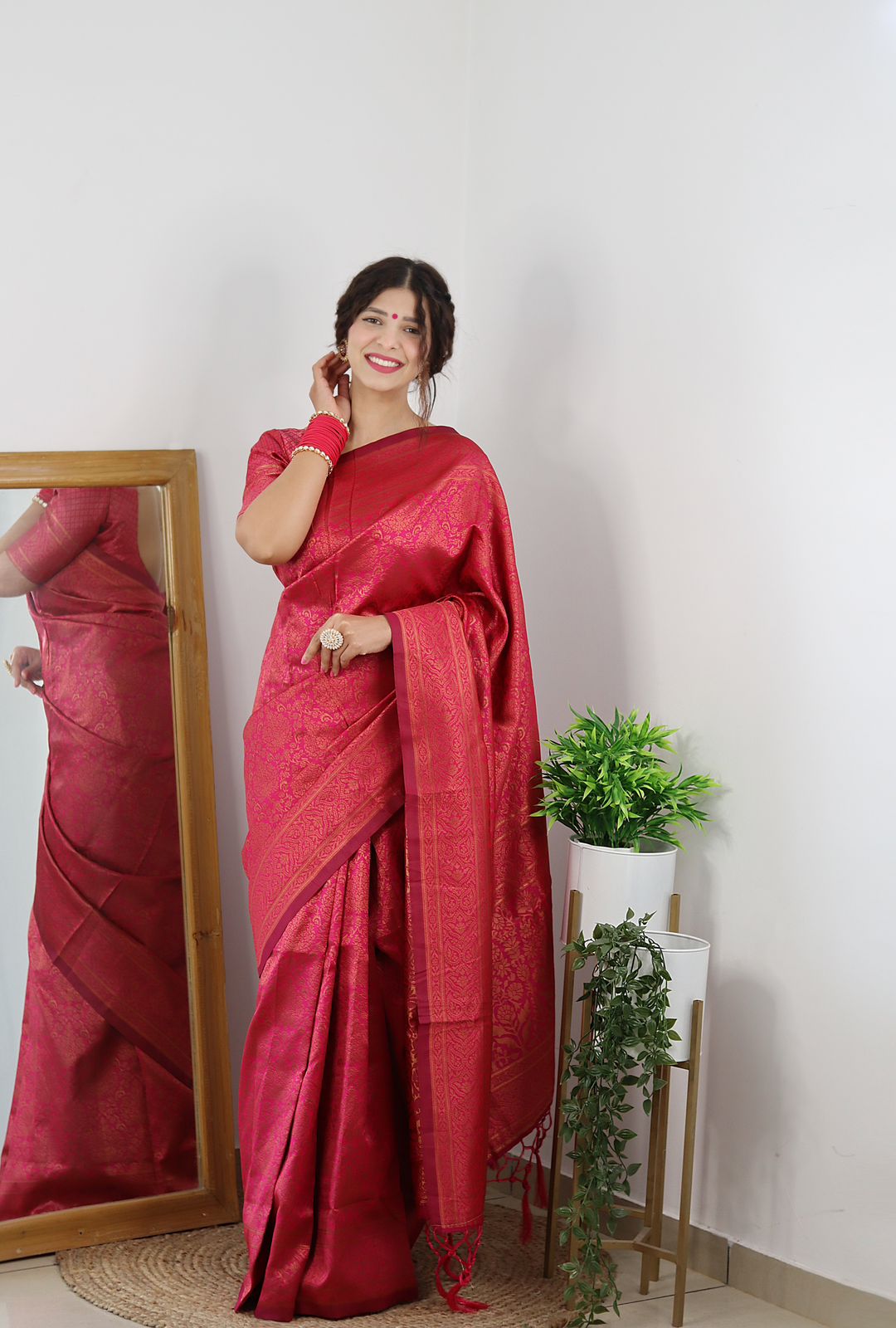 Alluring Dark Pink Soft Silk Saree With Palimpsest Blouse Piece